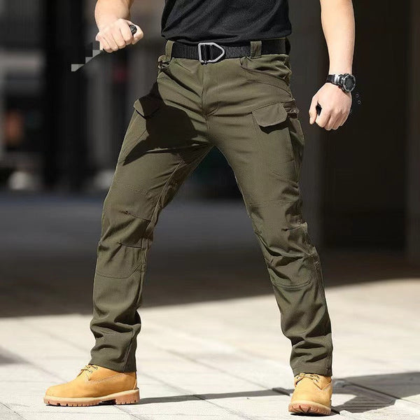 IX7 Green Tactical Stretch Fabric Multi-Pocket Cargo Pants